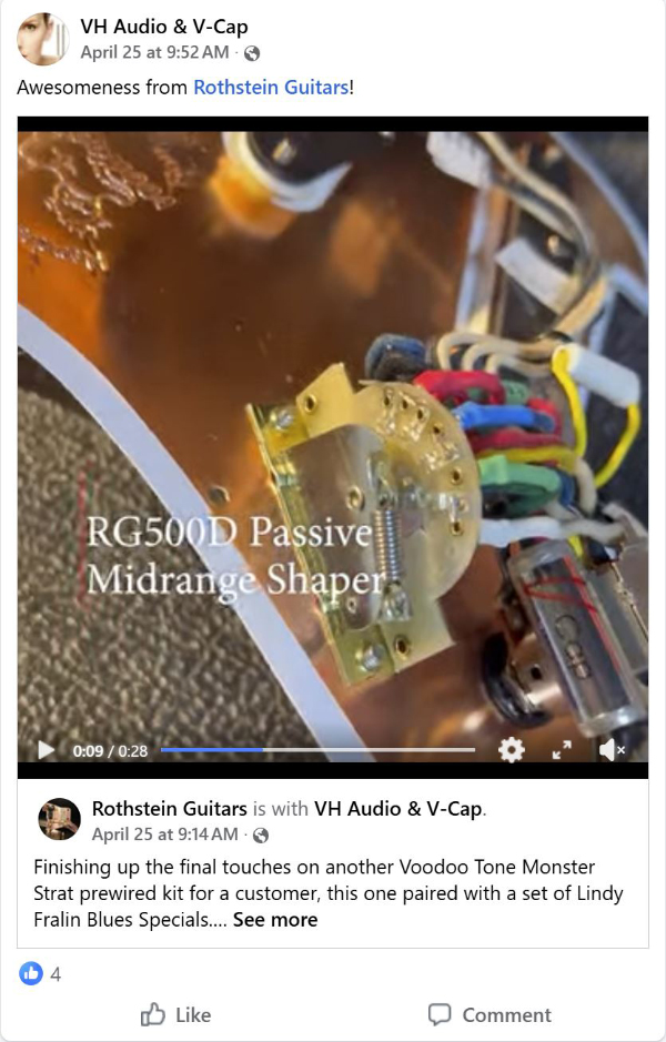 Recent post from VH Audio's Facebook page