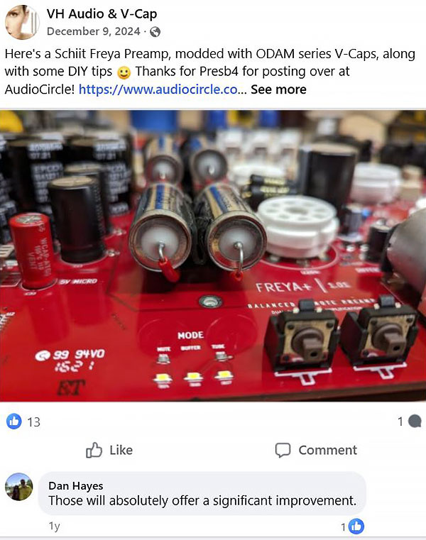 Recent post from VH Audio's Facebook page
